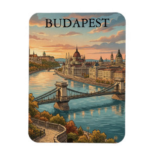 Vintage Budapest-resa Donaufloden Magnet