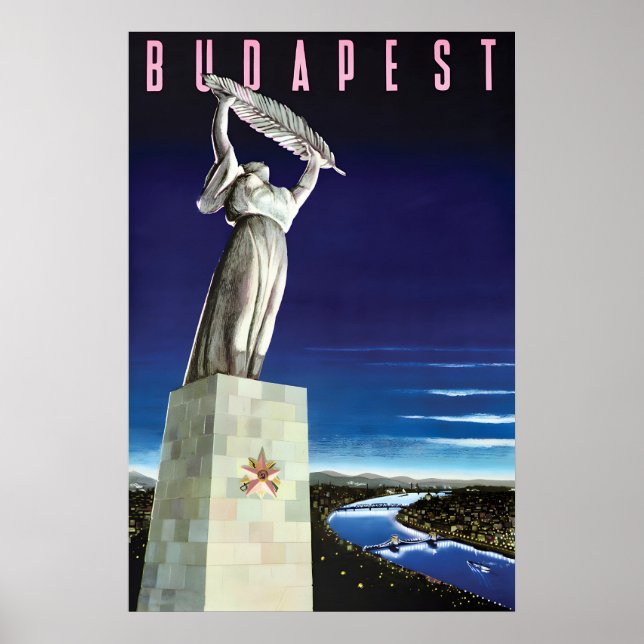 Vintage Budapest-resemalj Hungary Väggkonst (Framsidan)