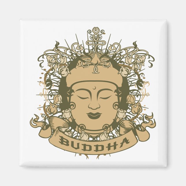 Vintage Buddha Ansikte Magnet (Framsidan)