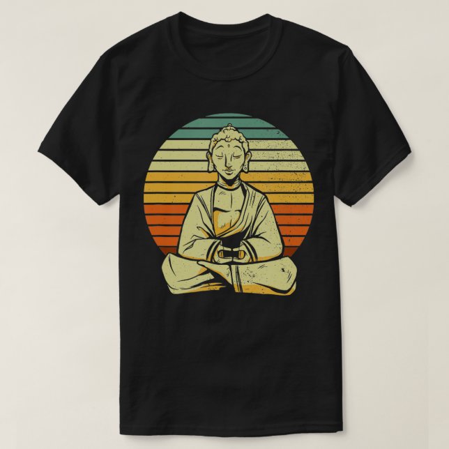 Vintage Buddha Buddhism Zen Yoga T Shirt (Design framsida)