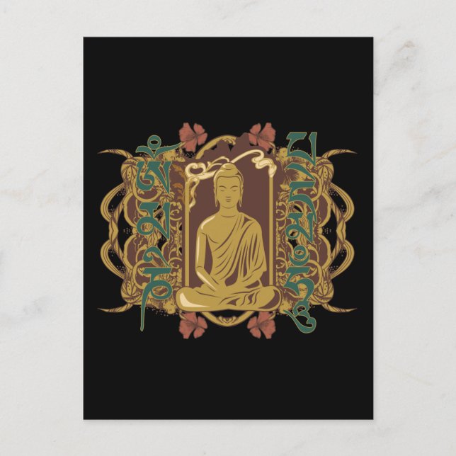 Vintage Buddha Mantra Vykort (Framsida)