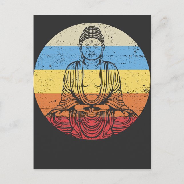 Vintage Buddha Meditation Relaxing Art Vykort (Framsida)