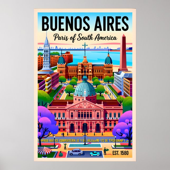 Vintage Buenos Aires Argentina Retro Illustration  Poster (Framsidan)