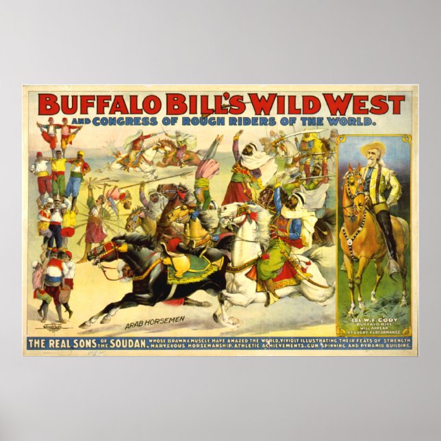 VINTAGE Buffalo Bill POSTER (repro) (Framsidan)