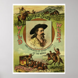 Vintage Buffalo Bill Vilda western Show Poster