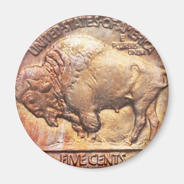Vintage Buffalo Nickel Coin Collector Gift Magnet (Framsidan)