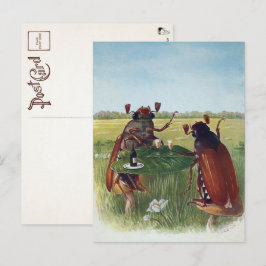 Vintage Bug Wine Party vykort