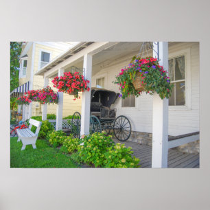 Vintage Buggy på Mackinac Island, Michigan, Verand Poster