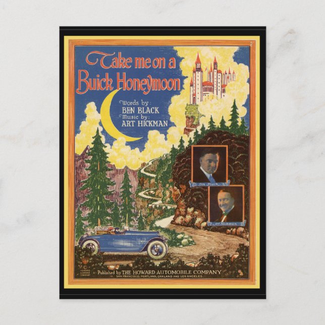 Vintage Buick Car Vykort (Framsida)