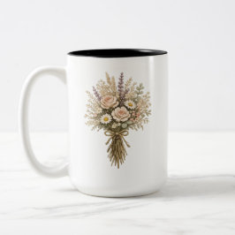 Vintage Bukett med Vilda Blommor Två-Tonad Mugg
