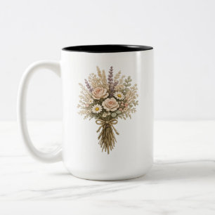 Vintage Bukett med Vilda Blommor Två-Tonad Mugg