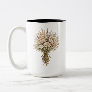 Vintage Bukett med Vilda Blommor Två-Tonad Mugg