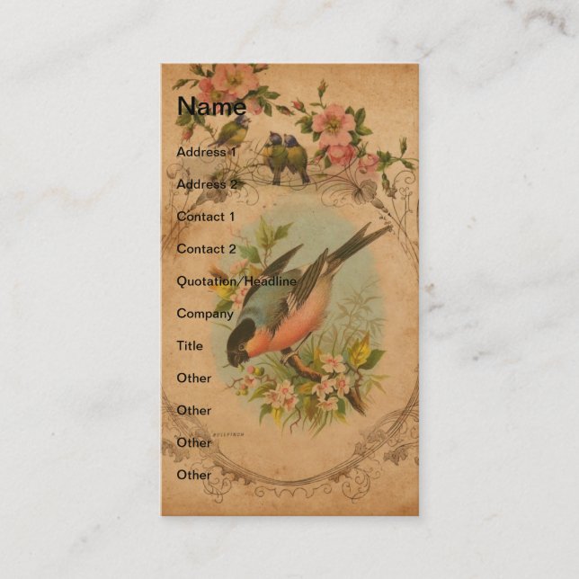 Vintage Bulfink Visitkort (Framsida)