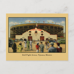 Vintage Bull match arena Tijuana Mexico Vykort