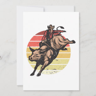 Vintage Bull Riding Cowboy Land Rodeo Gift Inbjudningar