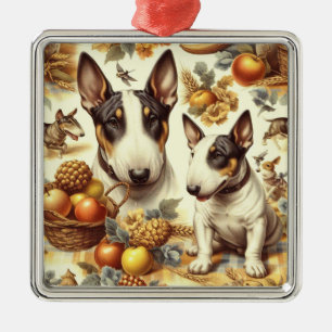 Vintage Bull Terrier Painting Julgransprydnad Metall
