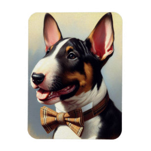 Vintage Bull Terrier Painting Porträtt Magnet
