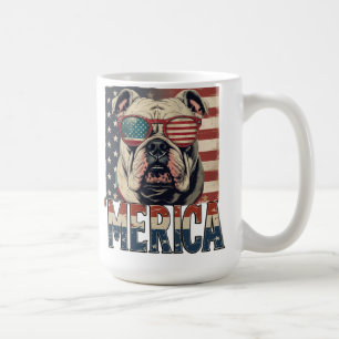 Vintage Bulldog Merica 4th of july patriotic Kaffemugg