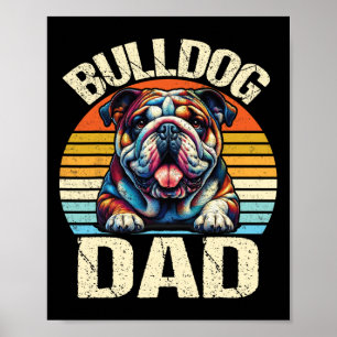 Vintage Bulldog Pappa Hundälskare Pappa Fars Dag Poster