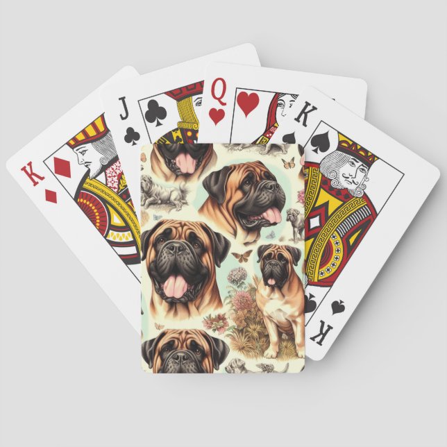 Vintage Bullmastiff Seamless Casinokort (Baksidan)