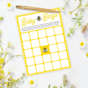 Vintage Bumblebee Baby BINGO Baby Shower Game Card Inbjudningar
