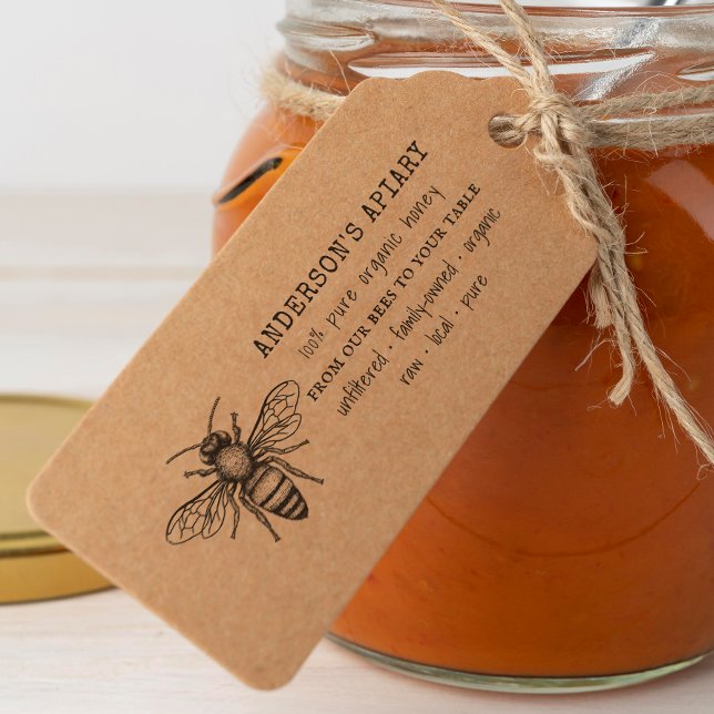 Vintage Bumblebee Familje Apiary Honung Stämpel (Stamp Mock-up)