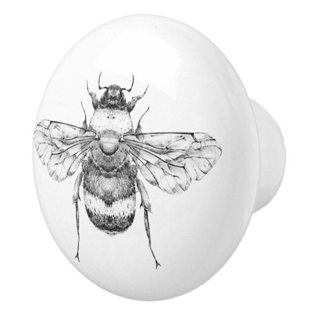 Vintage Bumblebee Illustration Knopp (Höger)