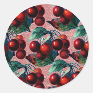 Vintage Bunch of Red Cherries Antique Fruit Design Runt Klistermärke