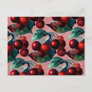 Vintage Bunch of Red Cherries Antique Fruit Design Vykort
