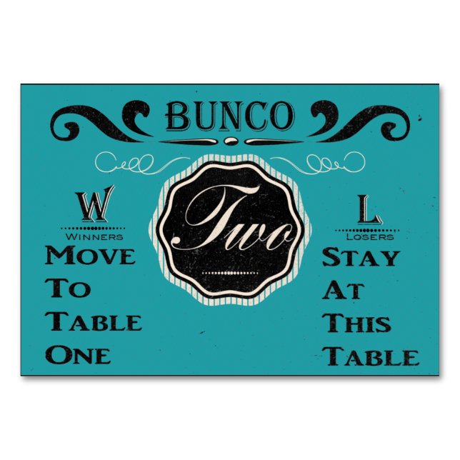 Vintage Bunco Bord Card - #2 Bordsnummer (Framsidan)