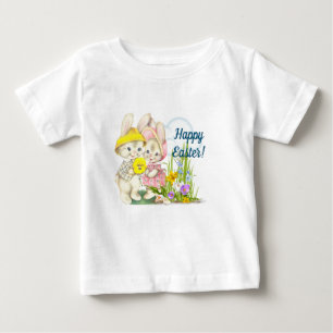 Vintage Bunnies & Flowers Glad påsk T Shirt