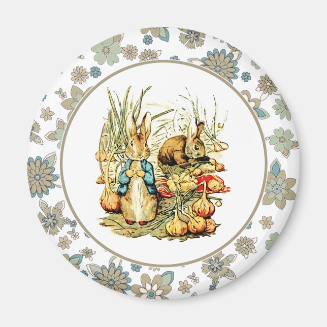 Vintage Bunnies Påsk Gift Magnet (Framsidan)