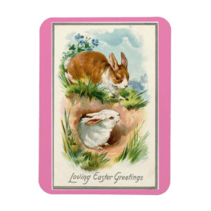 Vintage Bunnies Påsk Magnet