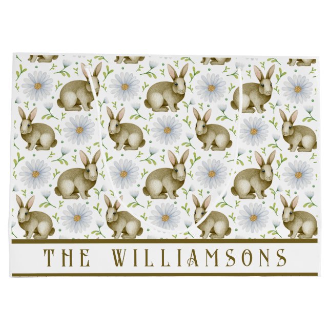 Vintage Bunny Blommigt Glad påsk (Baksidan)