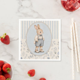Vintage Bunny Boy Servetter, Blommiga Kaninservett Pappersservett
