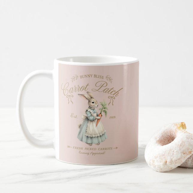Vintage Bunny Carrot Patch  Kaffemugg (Med munk)