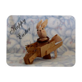 Vintage Bunny Cart Påsk Magnet