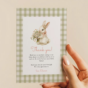 Vintage Bunny Gingham Baby Shower Tack Kort