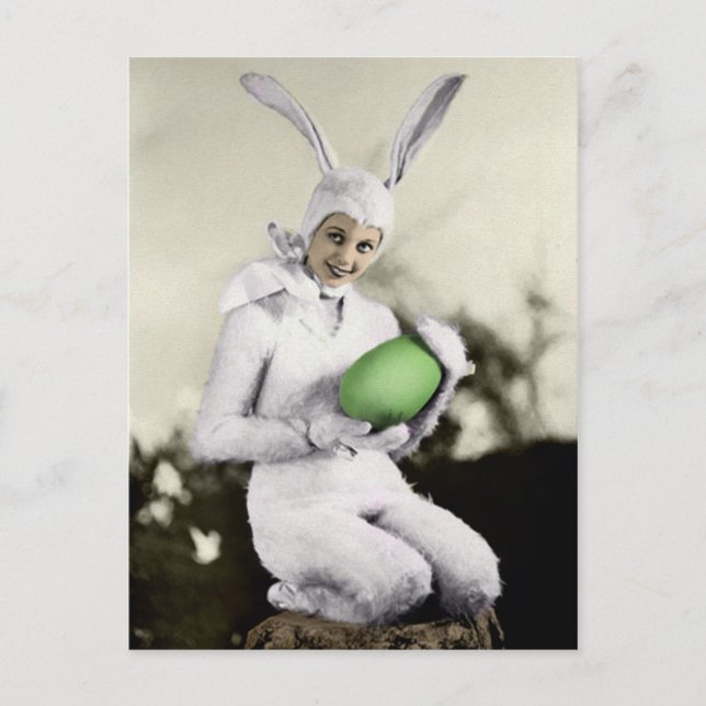 Vintage Bunny Girl Påsk vykort (Framsida)