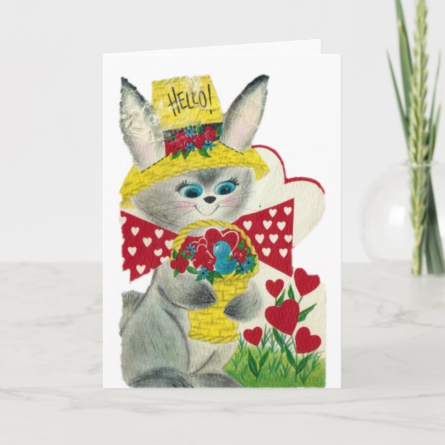 Vintage Bunny Hej Kort (Framsida)