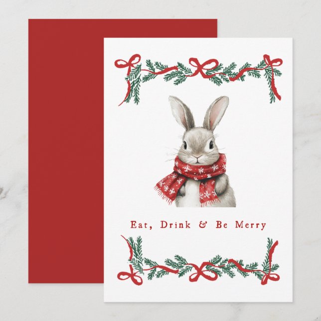 Vintage Bunny-julkort Inbjudningar (Fram/baksida)