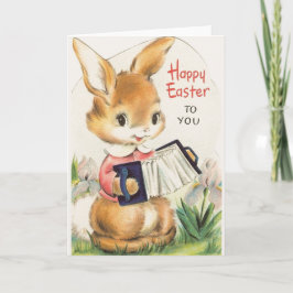 Vintage Bunny med Accordion Påsk Card Helgkort