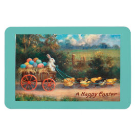 Vintage Bunny med vagnmagnet Magnet