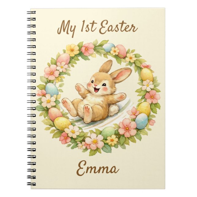 Vintage Bunny Min Första Påsken Anteckningsbok (Framsidan)