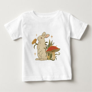 Vintage Bunny & Mushroom Artwork T-Shirt
