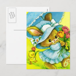 Vintage Bunny och Chick Påsk Helg Vykort