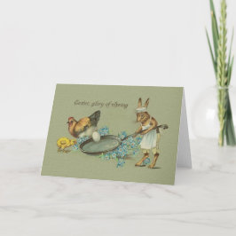 Vintage Bunny och Chicken Påsk Greeting Card Helgkort