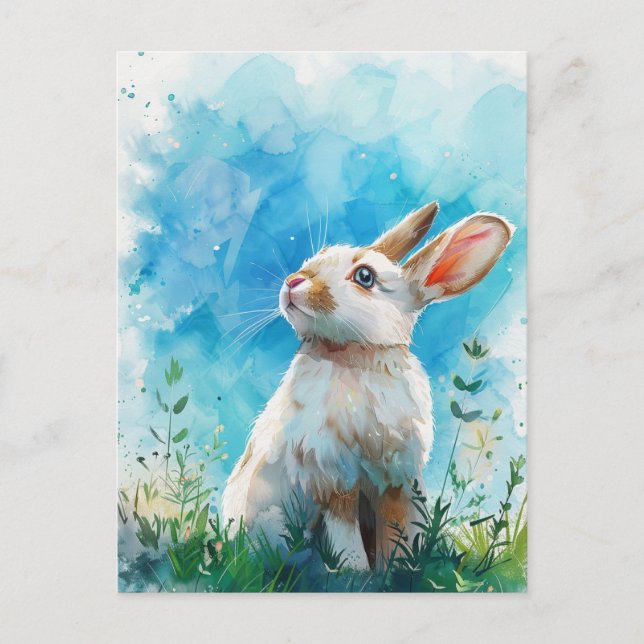 Vintage Bunny Painting Postcard Vykort (Framsida)