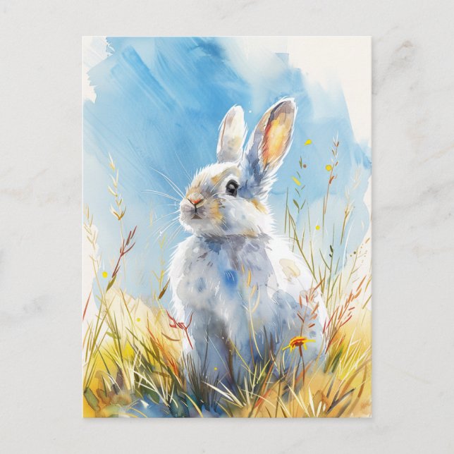 Vintage Bunny Painting Postcard Vykort (Framsida)
