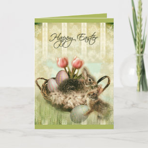 Vintage Bunny Påsk Greeting Card Helgkort